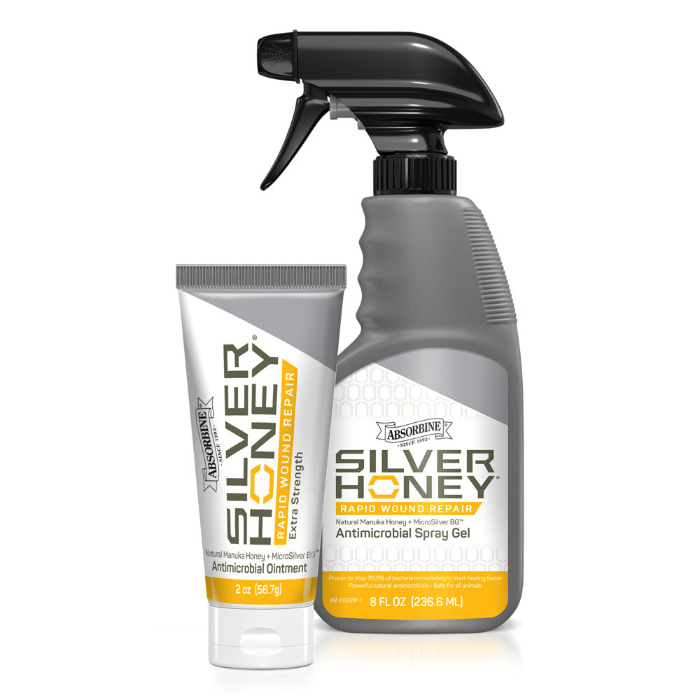 silver antimicrobial wound dressing Silver Honey® Rapid Wound Repair Ointment + Spray Gel Combo – Absorbine