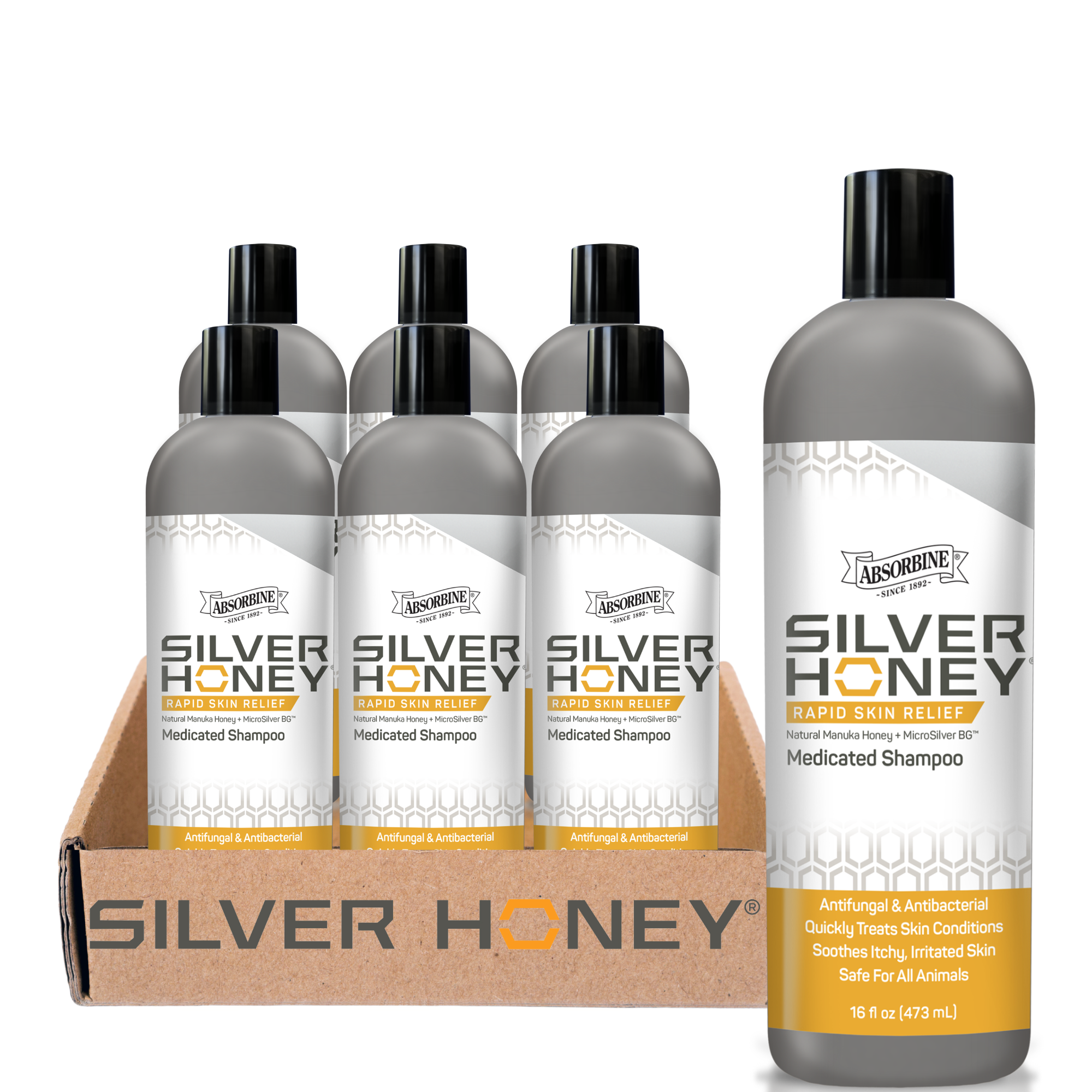 SilverAsh ヘアカーラー 80g*3 Silver Honey® Rapid Skin Relief Medicated Shampoo - Full Case