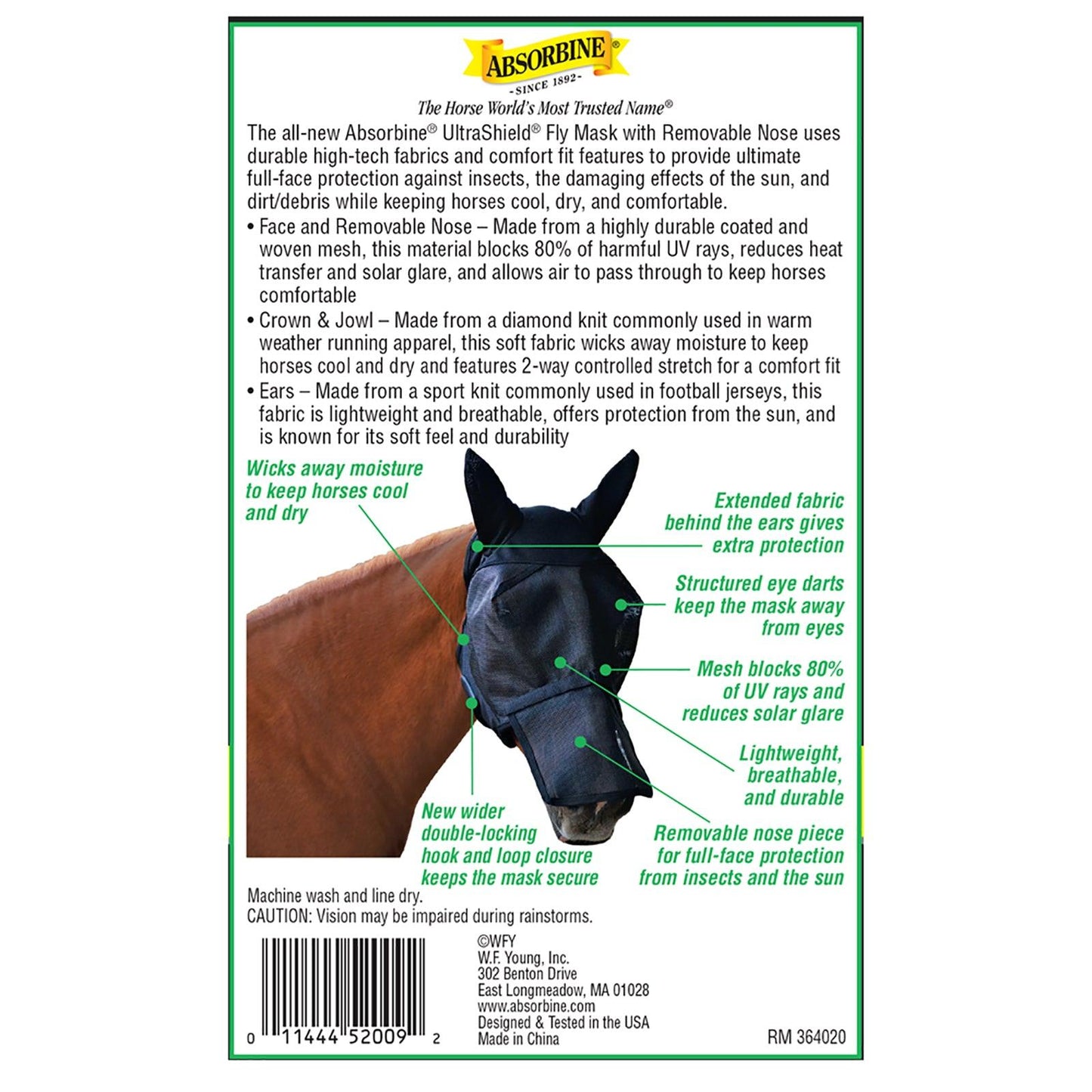 UltraShield® Fly Mask with Removable Nose Fly Control absorbine