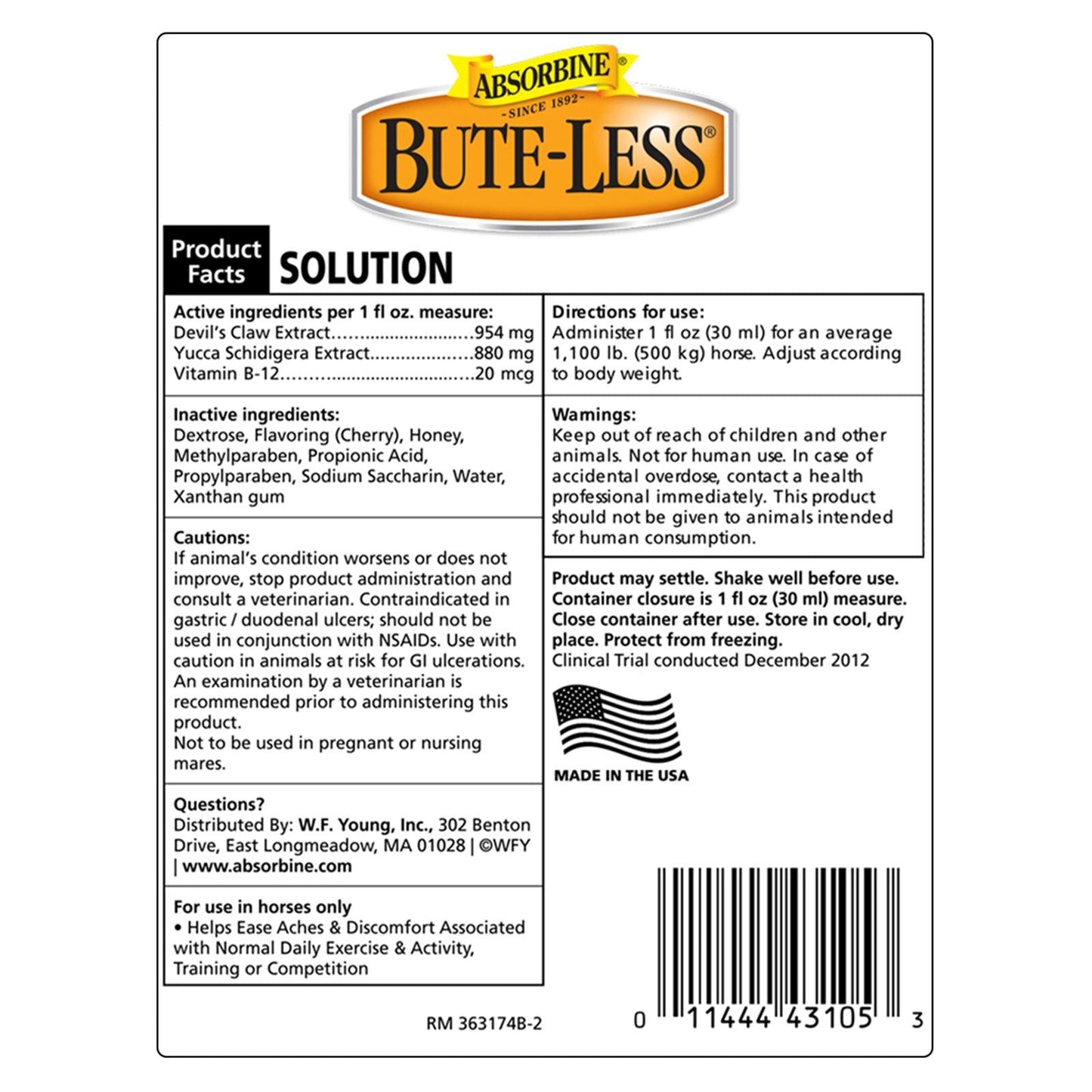 Bute-Less® Comfort & Recovery Supplement Solution Supplements absorbine