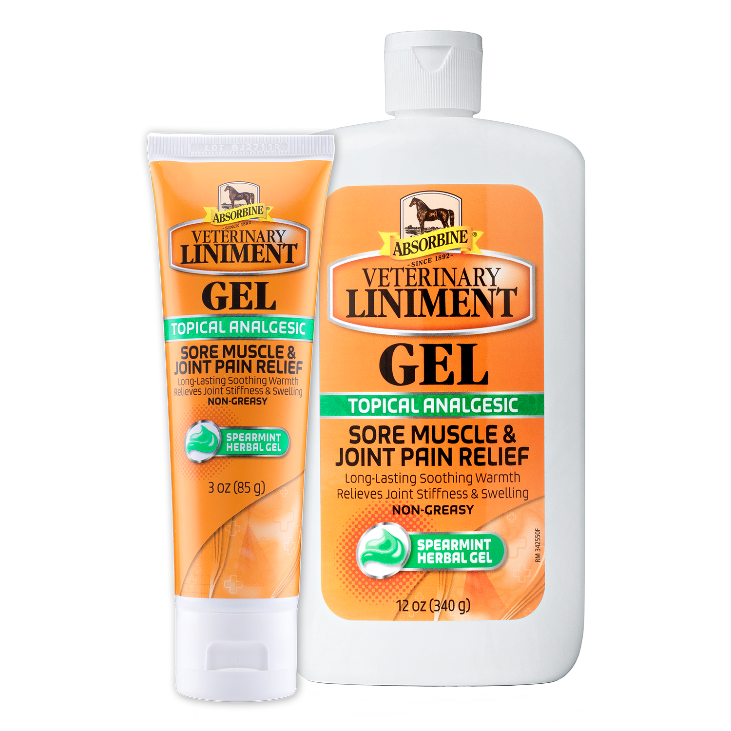 Absorbine Veterinary Liniment Gel 3 ounce & 12 ounce combo pack.