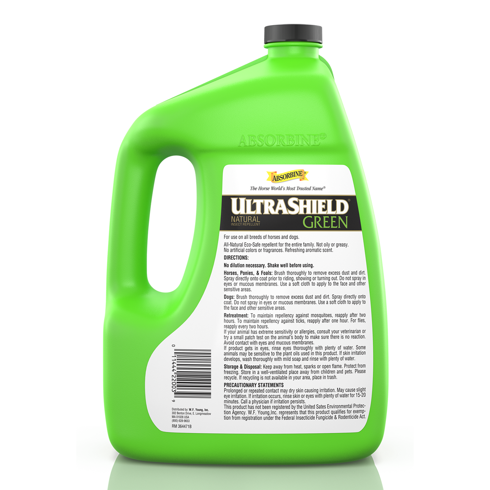 UltraShield Green gallon back label.