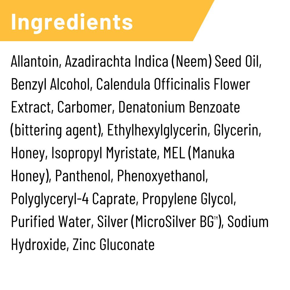 Silver honey ingredients label.