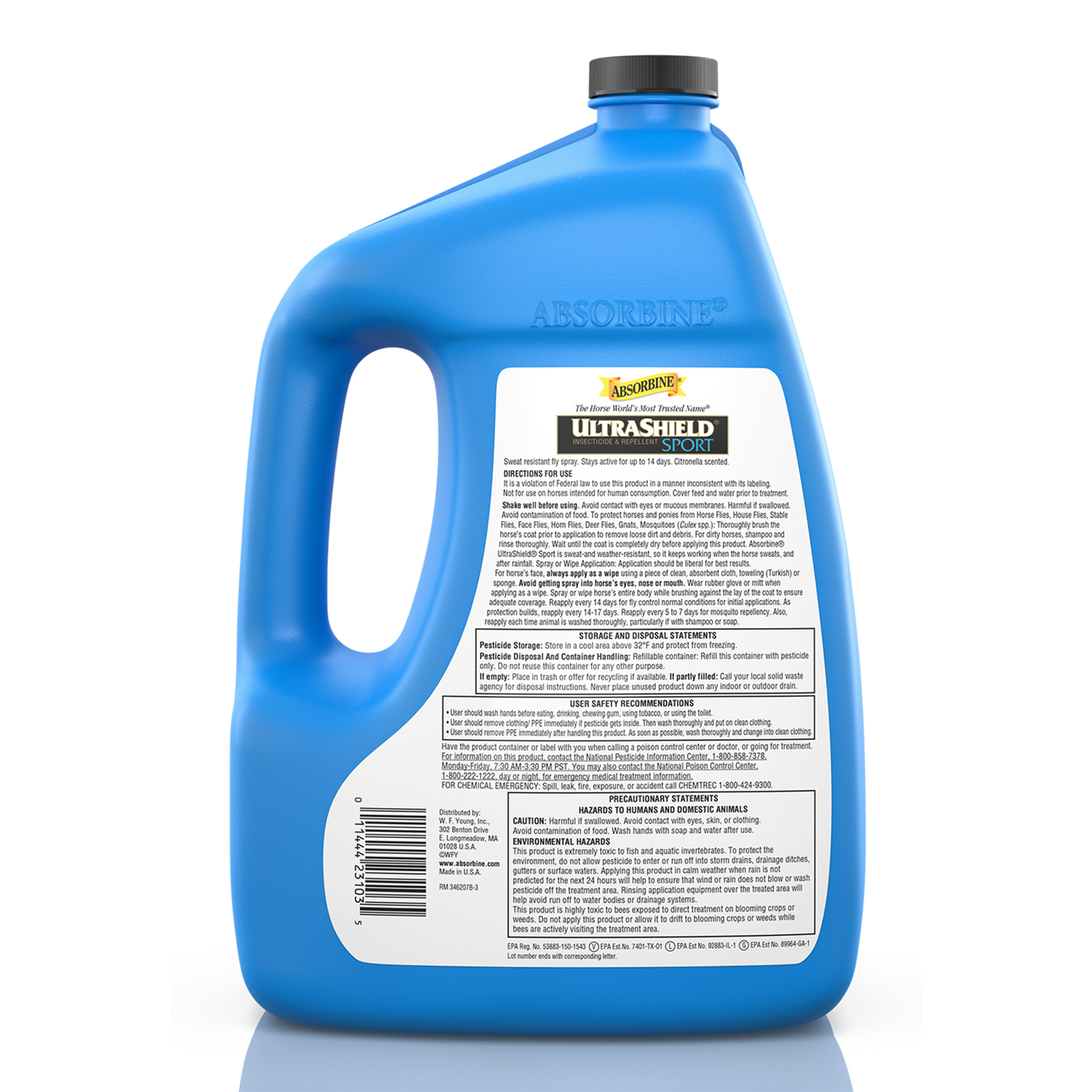 UltraShield Sport Gallon bottle back label.