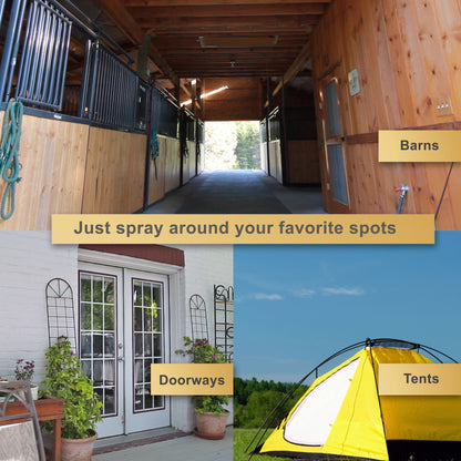 UltraShield EX premise spray.  Just spray around your favorite spots, be it barns, doorways or even outdoor tents to keep the bugs away.