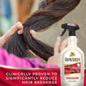 Woman's hands braiding the horses tail.  Showsheen Original Hair Polish & Detagler, clinically proven to significantly reduce hair breakage.