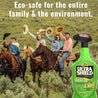 A family of six riding horses through the brush as they wave their cowboy hats in the air.  UltraShield Green eco-safe for the entire family & the environment.