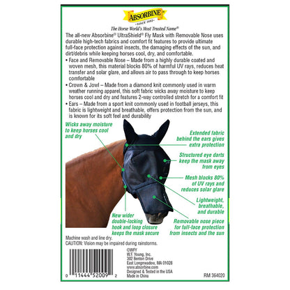 UltraShield® Fly Mask with Removable Nose Fly Control absorbine   