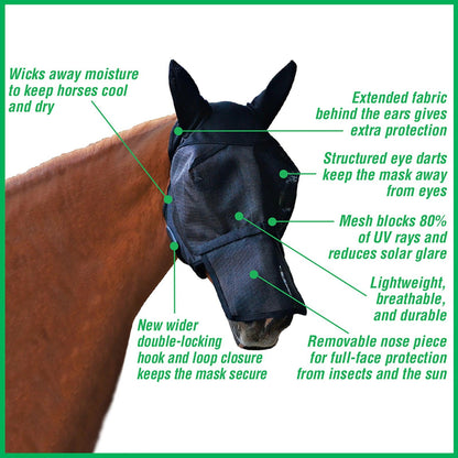 UltraShield® Fly Mask with Removable Nose Fly Control absorbine   