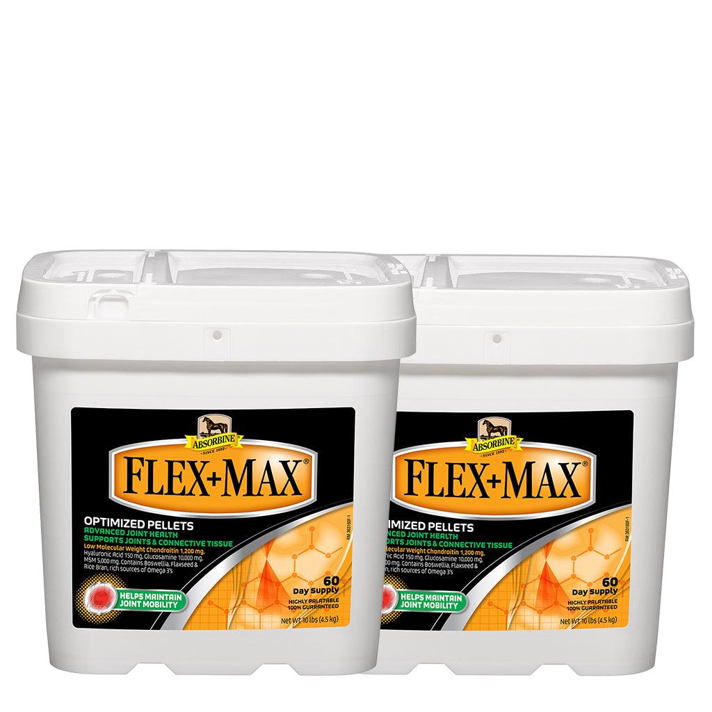 Two buckets of Flex+Max optimized pellets for advanced joint health. Supplement that supports joints & connective tissue. Helps maintain joint mobility, 60 day supply bucket of pellets.