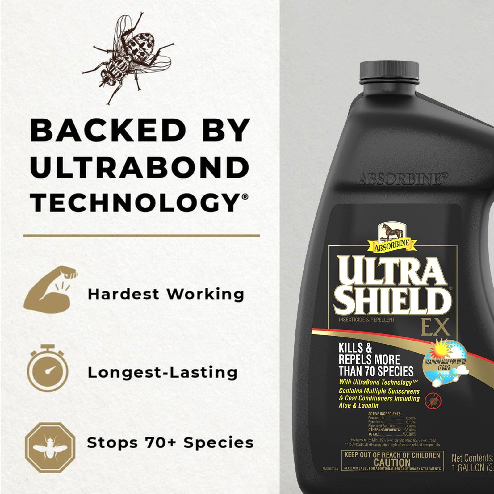 UltraShield Gallon size, backed by ultrabond technology.  The hardest working, longest-lasting, stops 70 plus species Insecticide & repellent.