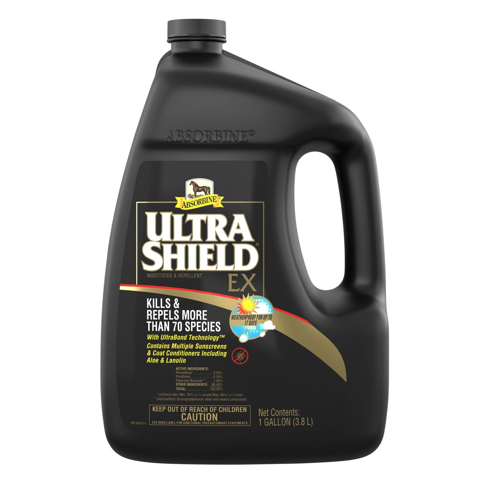 UltraShield EX gallon, kills & repels more than 70 species.  With UltraBond technology.  Contains multiple sunscreens & coat conditioners including aloe & lanolin.