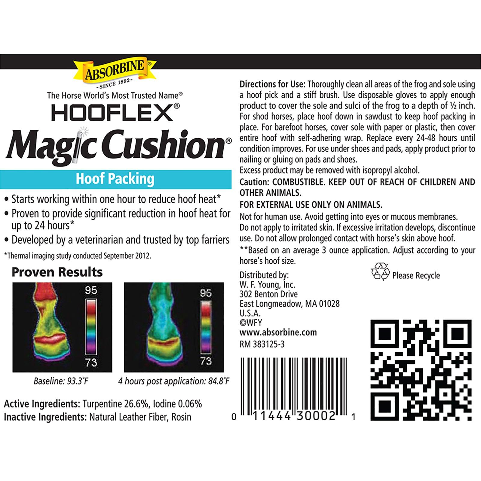 Absorbine Hooflex Magic Cushion Hoof Packing.  Starts working within one hour to reduce hoof heat.  Proven results thermal imagery of a horses hoof foot temperature dropping from 93.3 degrees fahrenheit in 4 hours to 84.8 degrees fahrenheit.
