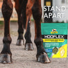 A horses 4 legs with shiny hoofs next to a bag of Absorbine Hooflex Concentrated Hoof Builder for all horses. Targeted hoof nutrients, nutritionist formulated, no fillers 90 day supply bag. Net weight 11 lbs.