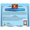 Leather Therapy Leather Laundry Rinse & Dressing. Conditioning Rinse and Wipe-On dressing. Conditions, refreshes, anti-static, biodegradable back label.