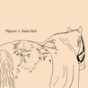 Figure 1: Rain Rot. Hand drawn sketch of a horse's back with a blemish mark and missing hair on it's hind.  